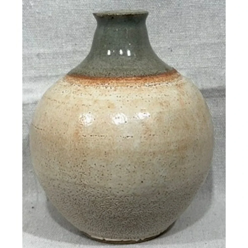 Studio Pottery Bud Vase Signed DK Earth Tone Glaze Handcrafted Ceramic 7